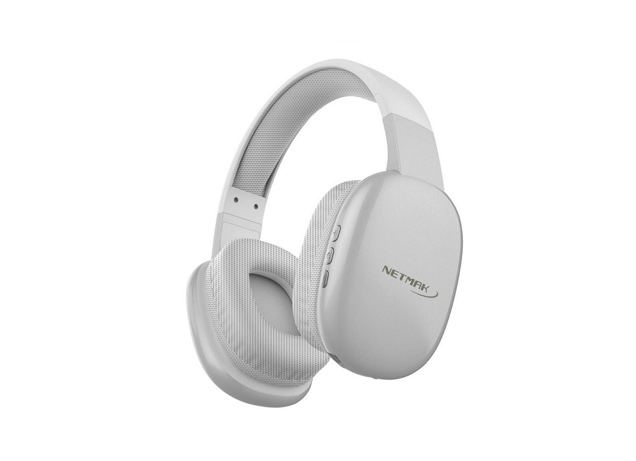 Auricular c/microfono Netmak NM-VOLT-W -Vincha -wireless y cable 3.5mm -Blanco